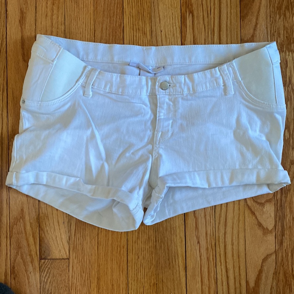 White maternity shorts